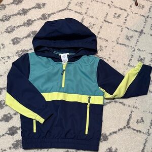 Tommy Bahama Kids Navy, Teal & Neon Yellow Hooded Rain Jacket